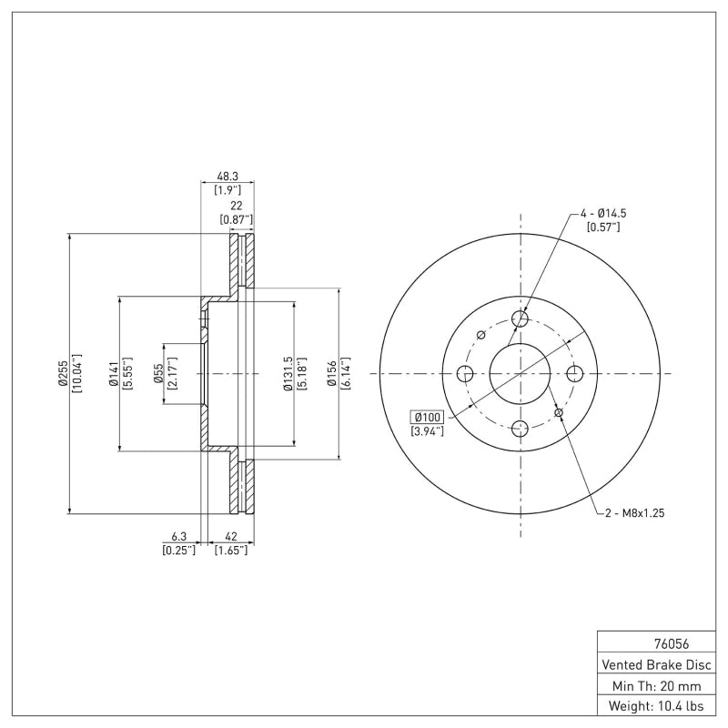 R1 93-02 Chevrolet Prizm Front Brake Rotor