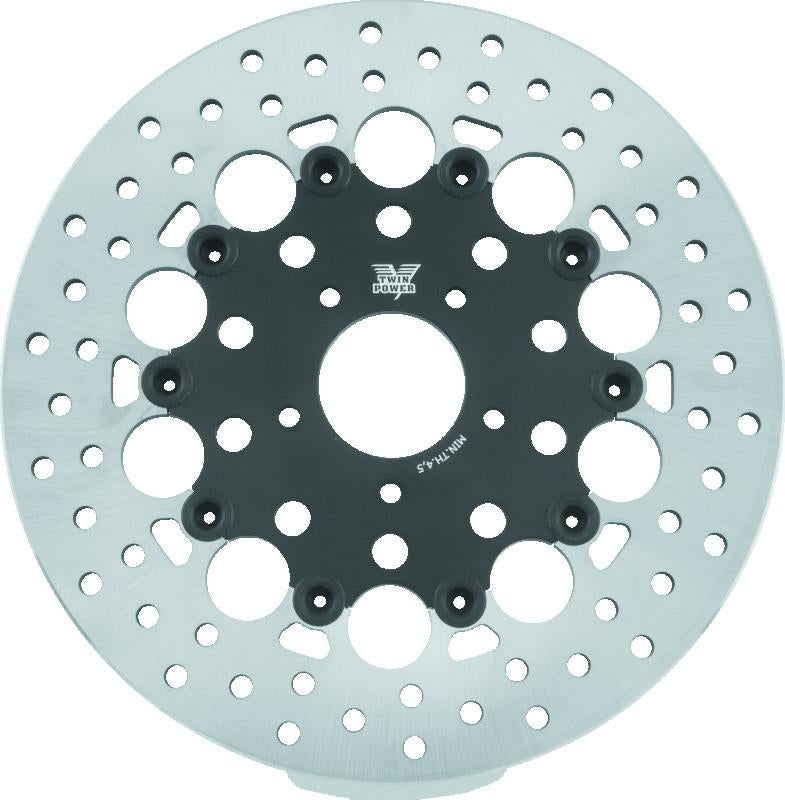 Twin Power 08-13 FLH FLT 08-16 FLHR 06-17 Dyna Front 11.8 Floating Rotor With Holes Black