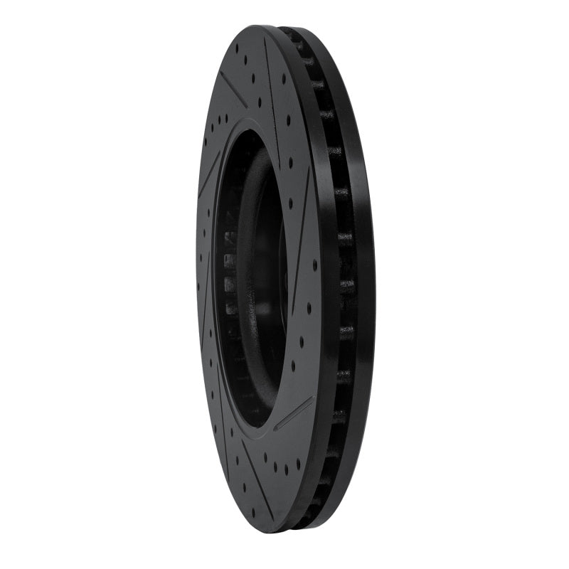 R1 06-12 Mercedes-Benz GL350 Front Left Drilled & Slotted Black Brake Rotor