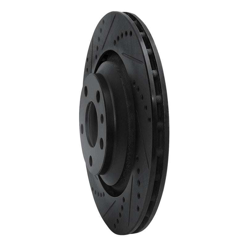R1 05-11 Audi A6 Quattro Rear Left Drilled & Slotted Black Brake Rotor