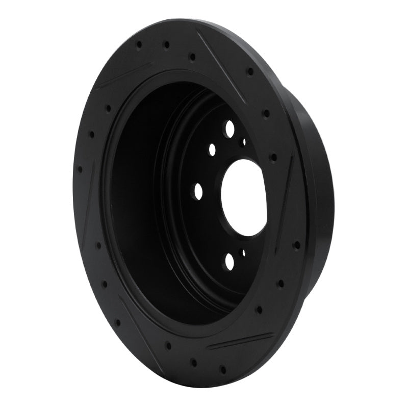 R1 04-09 Lexus RX350 Rear Left Drilled & Slotted Black Brake Rotor