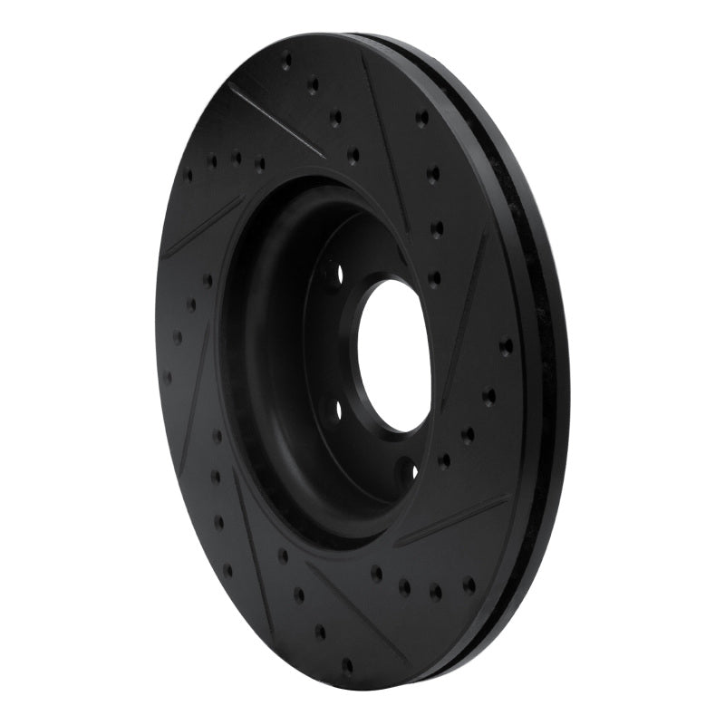 R1 04-15 Mazda 3 Front Left Drilled & Slotted Black Brake Rotor