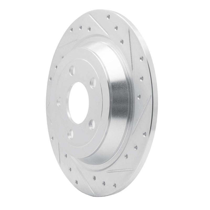 R1 15-23 Ford Mustang Rear Right Drilled & Slotted Silver Brake Rotor