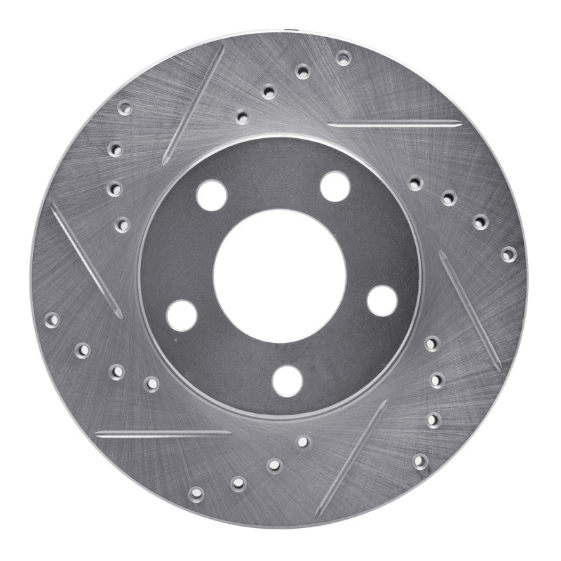 R1 94-04 Ford Mustang Front Left Drilled & Slotted Silver Brake Rotor