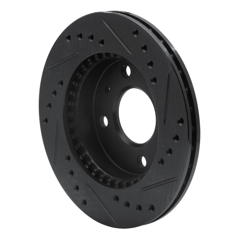 R1 95-00 Nissan 200SX Front Left Drilled & Slotted Black Brake Rotor