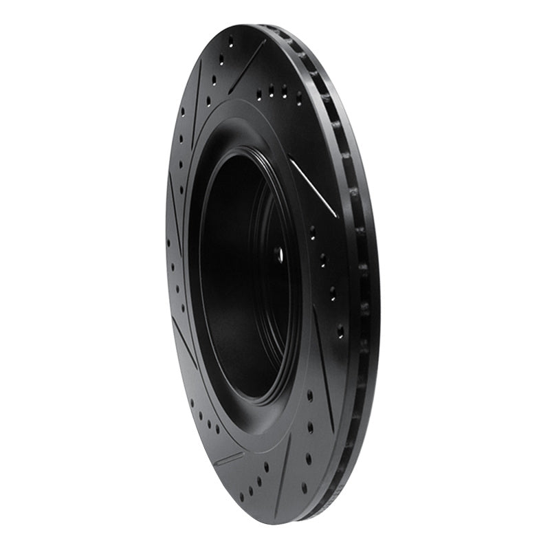 R1 08-25 Infiniti Q60 Rear Right Drilled & Slotted Black Brake Rotor