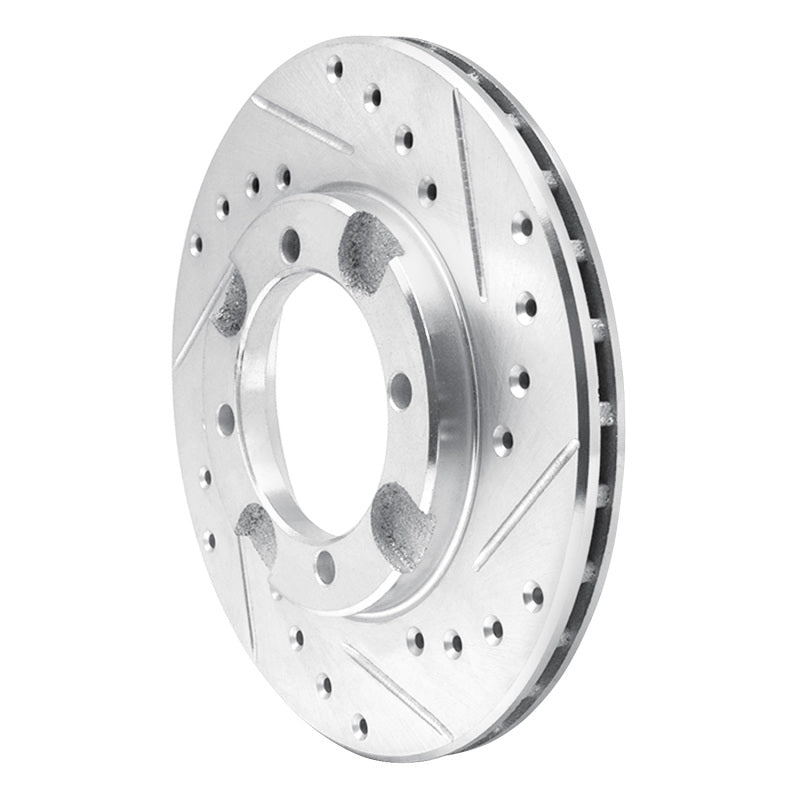 R1 91-92 Dodge COLT Front Right Drilled & Slotted Silver Brake Rotor