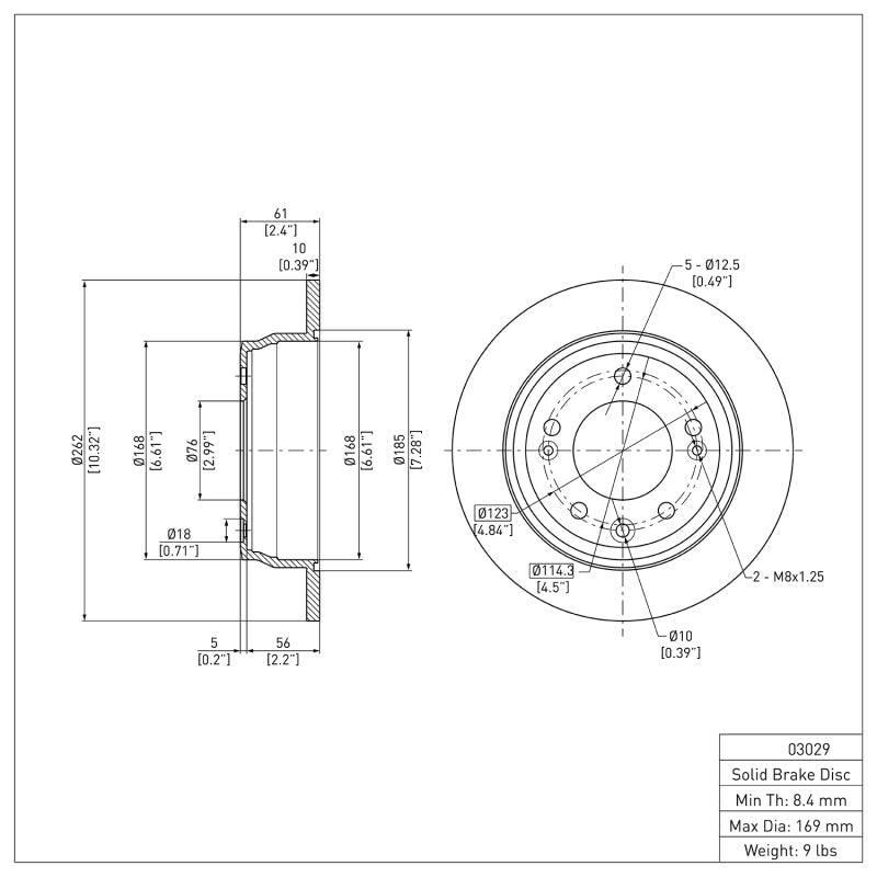 R1 09-16 Hyundai Elantra Rear Brake Rotor