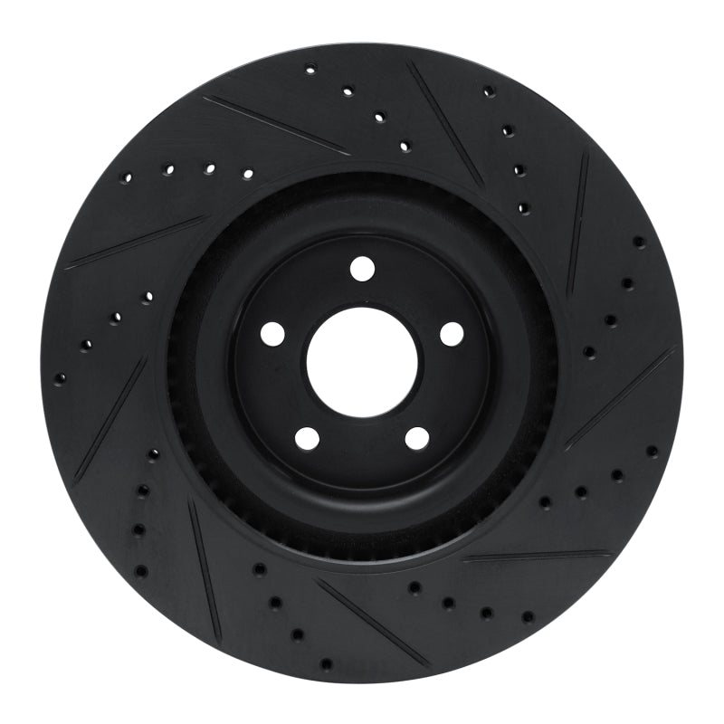 R1 16-18 Ford Focus Front Left Drilled & Slotted Black Brake Rotor