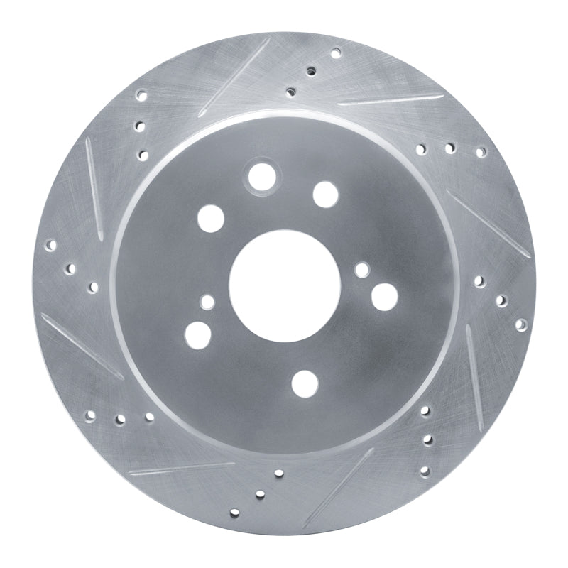 R1 06-20 Lexus GS200T Rear Left Drilled & Slotted Silver Brake Rotor
