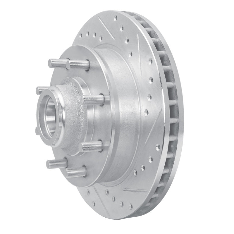 R1 1988-1996 Chevrolet C3500 Front Right Drilled & Slotted Silver Brake Rotor