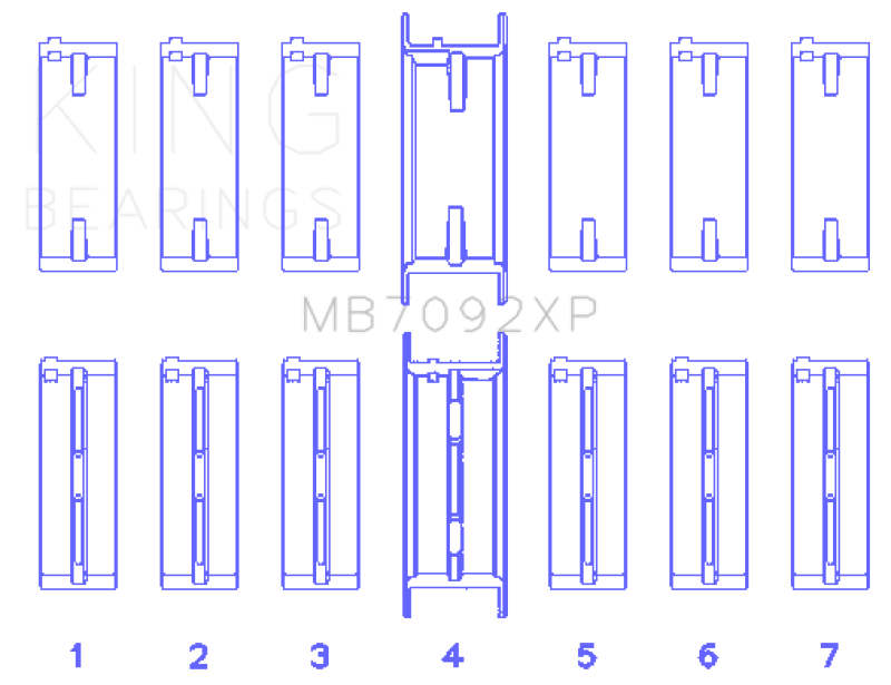 King Engine Bearings Nissan RB26DETT Performance Main Bearing Set - Size +0.25mm
