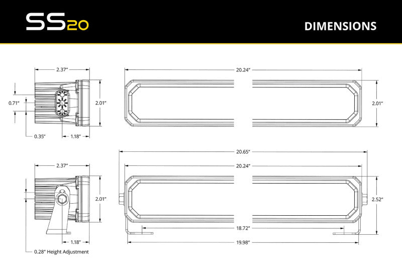 Diode Dynamics SS20 Pro Yellow Combo Standard ABL (one)