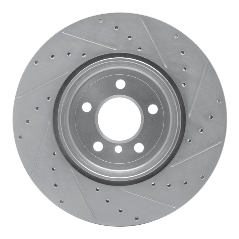 R1 10-19 BMW 640I xDrive Convertible Rear Left Drilled & Slotted Silver Brake Rotor