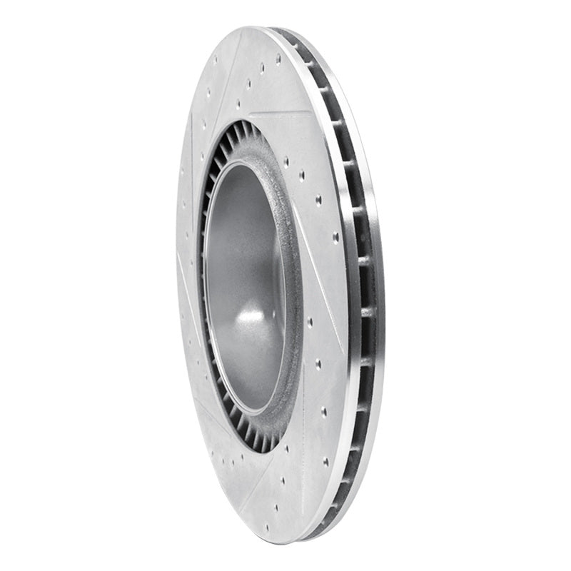 R1 10-14 BMW X5 Rear Right Drilled & Slotted Silver Brake Rotor