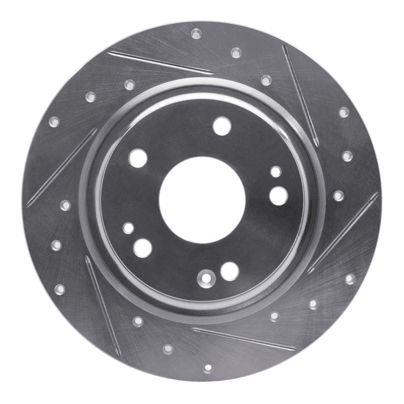 R1 17-20 Honda Civic Coupe Rear Right Drilled & Slotted Silver Brake Rotor