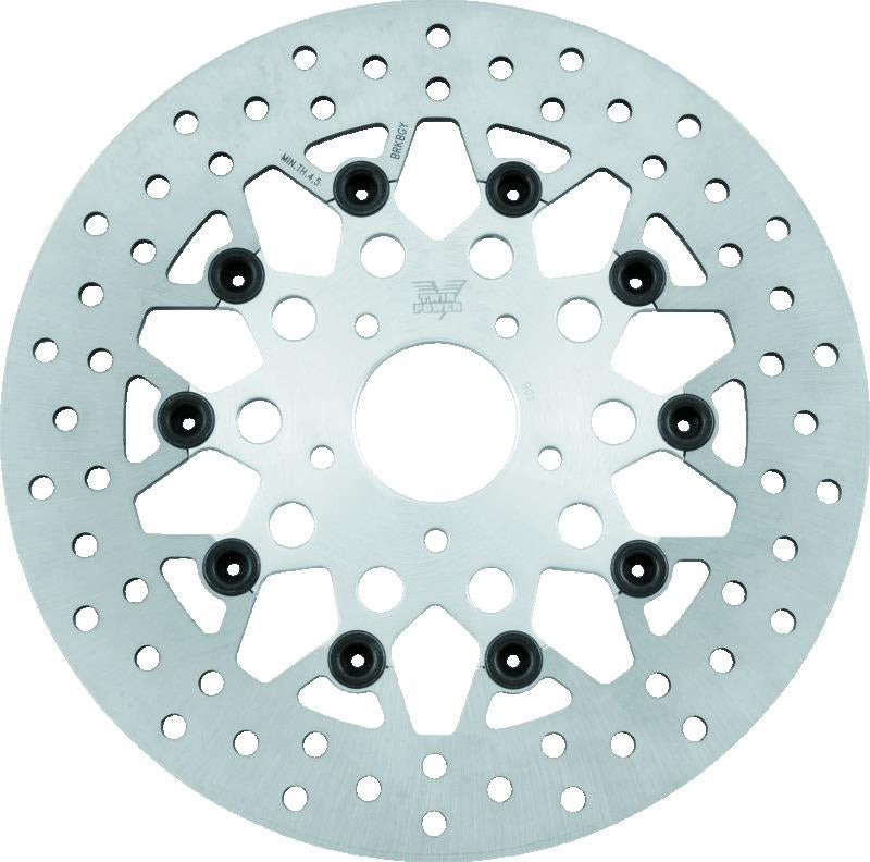 Twin Power 84-17 Big Twin Exc 11.8 and Lug Mount 84-13 XL Front 11.5 Floating Rotor Mesh Silver