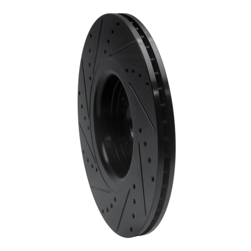 R1 14-18 Ford Focus ST Front Right Drilled & Slotted Black Brake Rotor