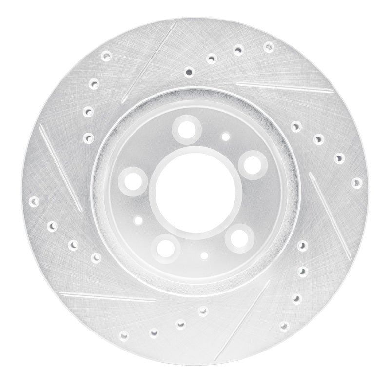 R1 95-97 Ford Crown Victoria Front Right Drilled & Slotted Silver Brake Rotor