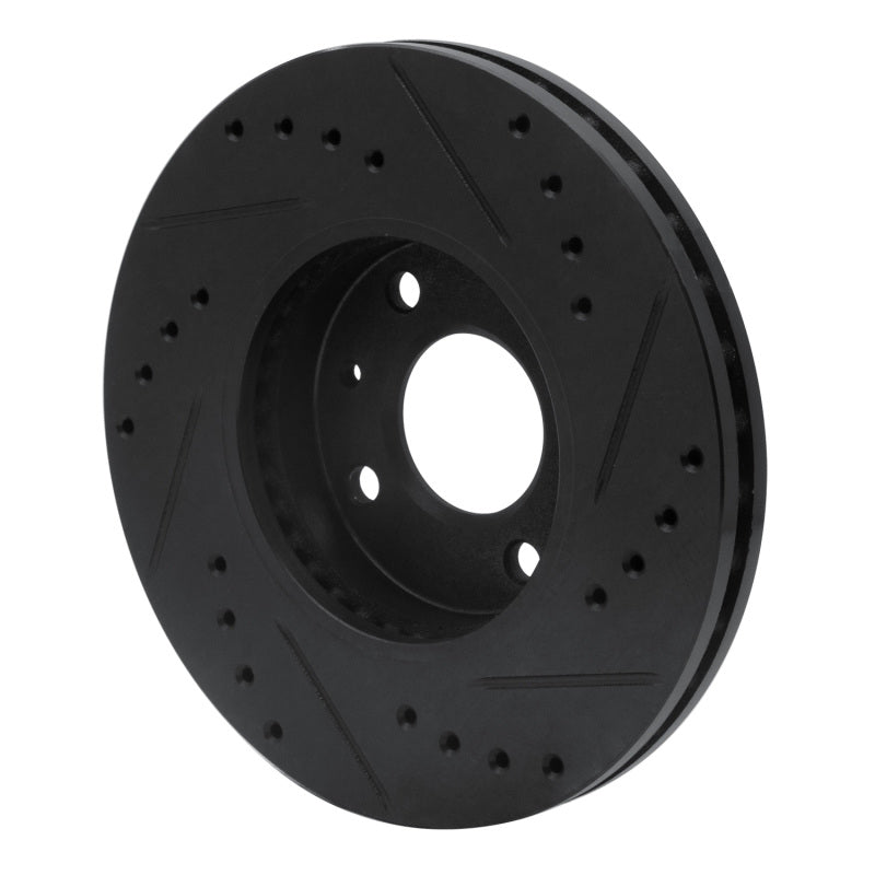 R1 91-94 Nissan Sentra Front Left Drilled & Slotted Black Brake Rotor