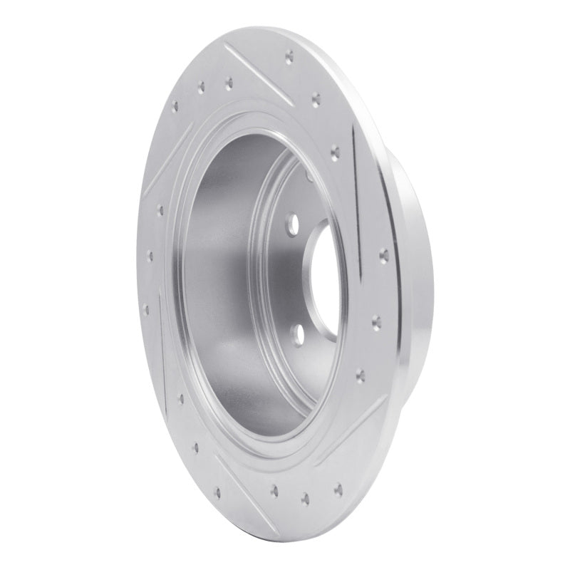 R1 02-25 Nissan Juke Rear Left Drilled & Slotted Silver Brake Rotor