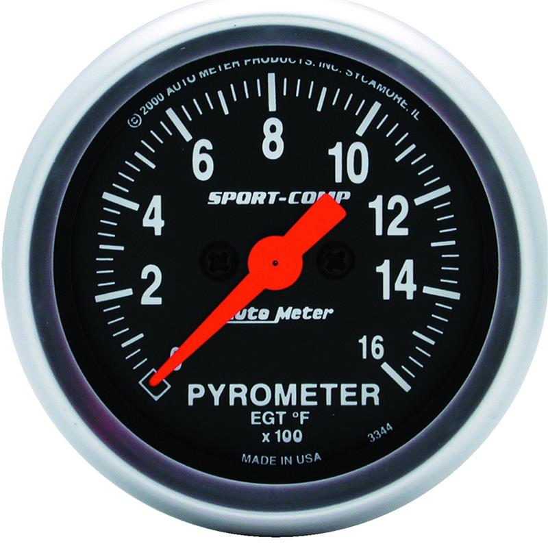 Autometer Sport-Comp 52mm 0-1600 Deg F Electronic EGT Gauge Kit