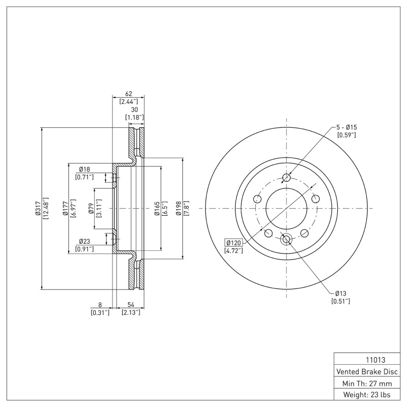 R1 05-07 Land Rover LR3 Front Brake Rotor