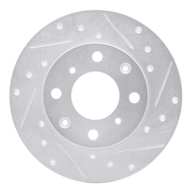 DFC 84-87 Honda Civic Front Right Drilled & Slotted Silver Brake Rotor