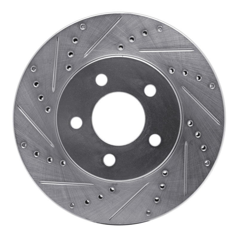 R1 05-10 Ford Mustang Front Left Drilled & Slotted Silver Brake Rotor