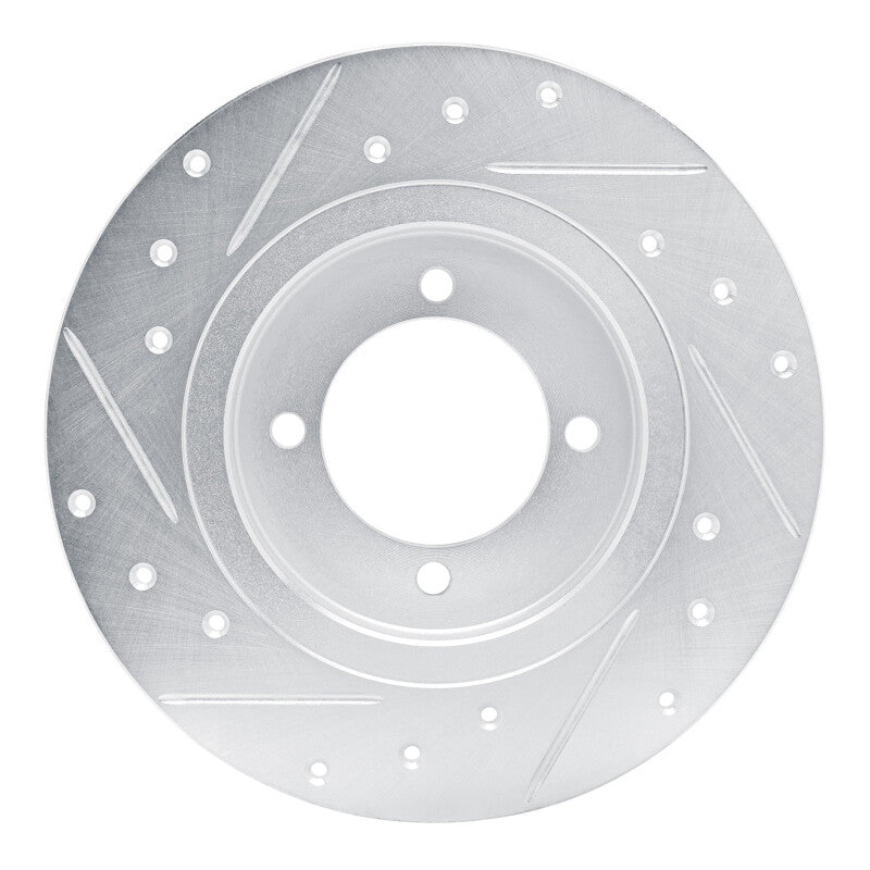 R1 75-82 Nissan 610 Front Right Drilled & Slotted Silver Brake Rotor