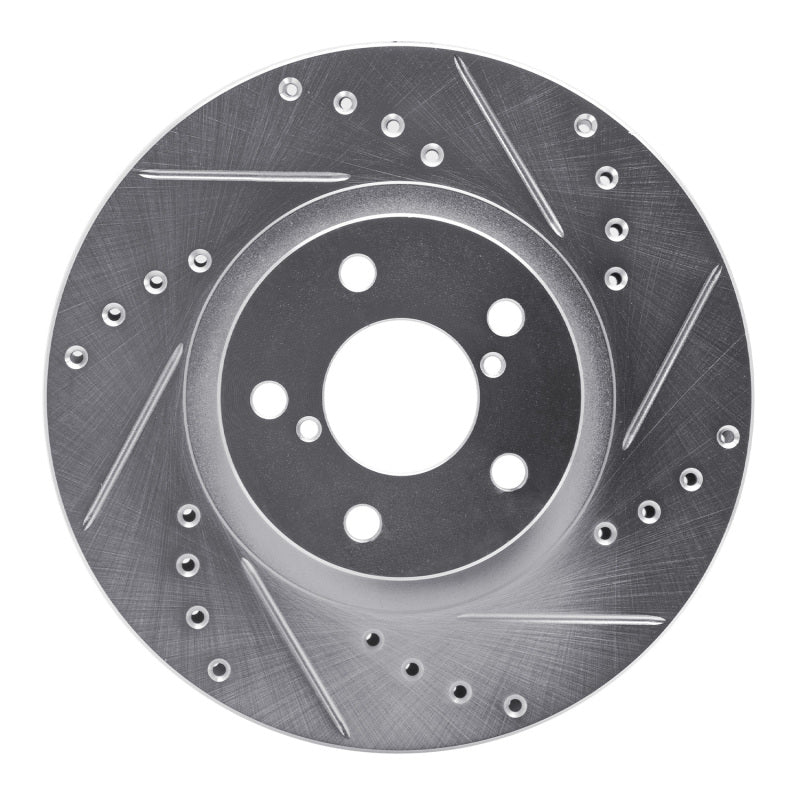 R1 90-16 Saab 9-2X Front Right Drilled & Slotted Silver Brake Rotor