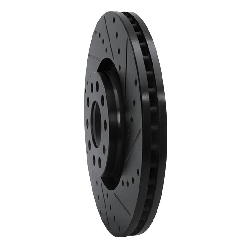 R1 98-09 Audi A6 (Mexico) Front Right Drilled & Slotted Black Brake Rotor