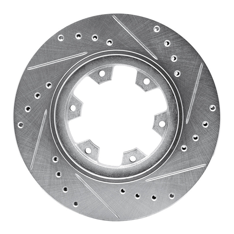 R1 85-02 Nissan Pickup Hardbody Front Left Drilled & Slotted Silver Brake Rotor