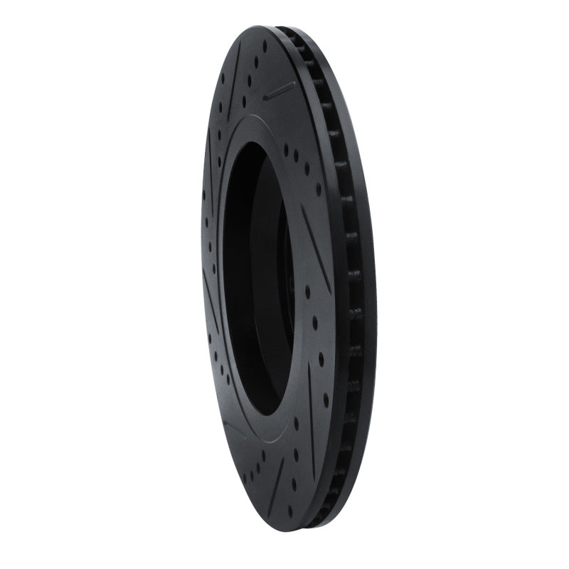 R1 15-25 Volkswagen GTI Rear Right Drilled & Slotted Black Brake Rotor