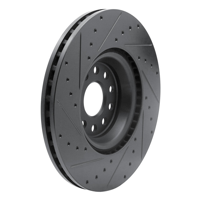 R1 2022+ Volkswagen GTI Mk 8 Front Right Drilled & Slotted Black Brake Rotor