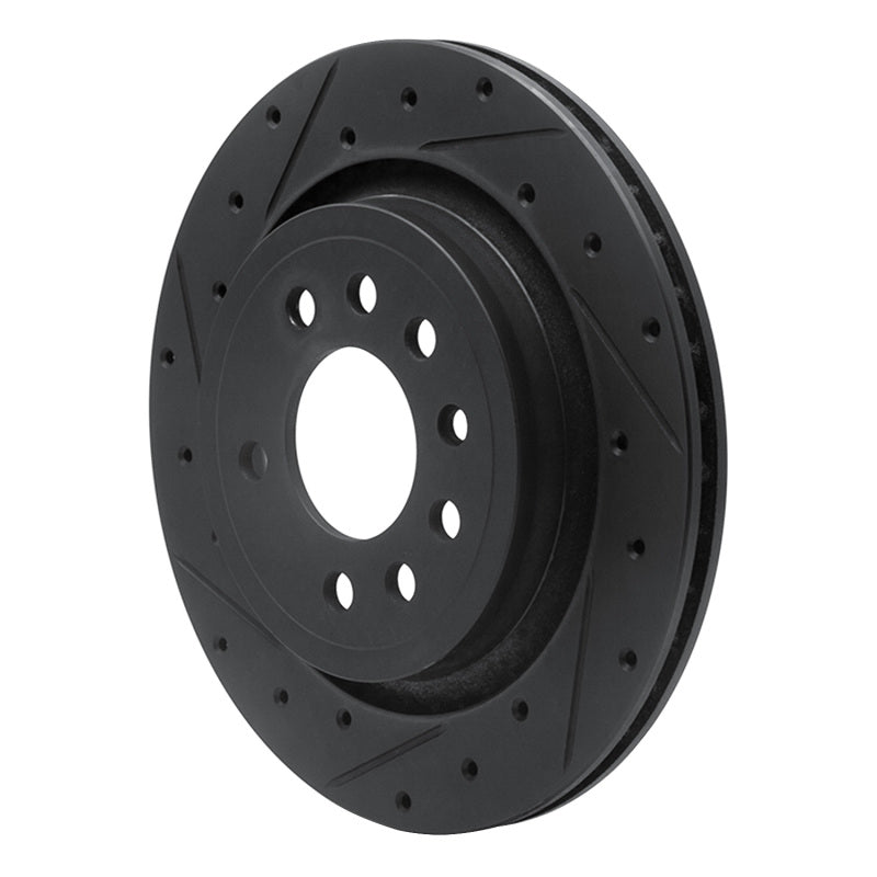 R1 08-11 Saab 9-3 Rear Left Drilled & Slotted Black Brake Rotor