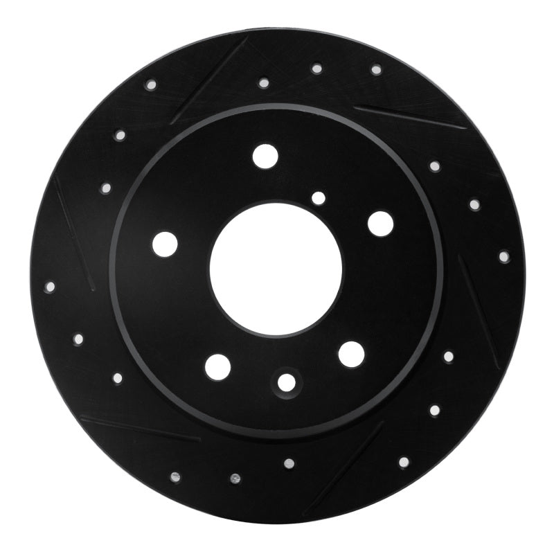 R1 89-91 Mazda RX-7 Rear Left Drilled & Slotted Black Brake Rotor