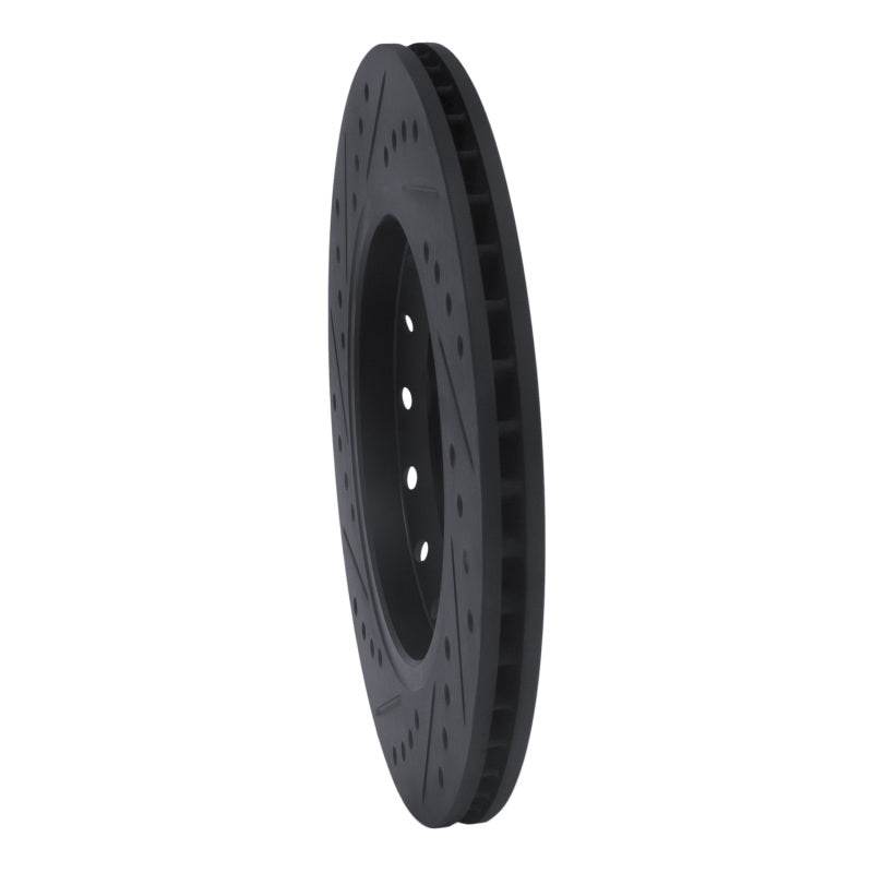 R1 04-10 Audi A8 Rear Right Drilled & Slotted Black Brake Rotor