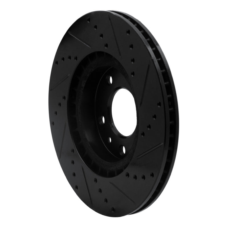 R1 04-08 Mazda RX-8 Front Left Drilled & Slotted Black Brake Rotor