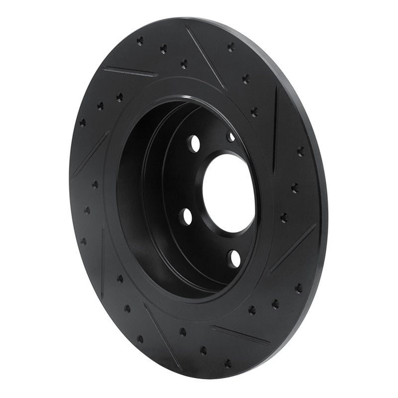 R1 08-15 Mercedes-Benz C250 Rear Left Drilled & Slotted Black Brake Rotor
