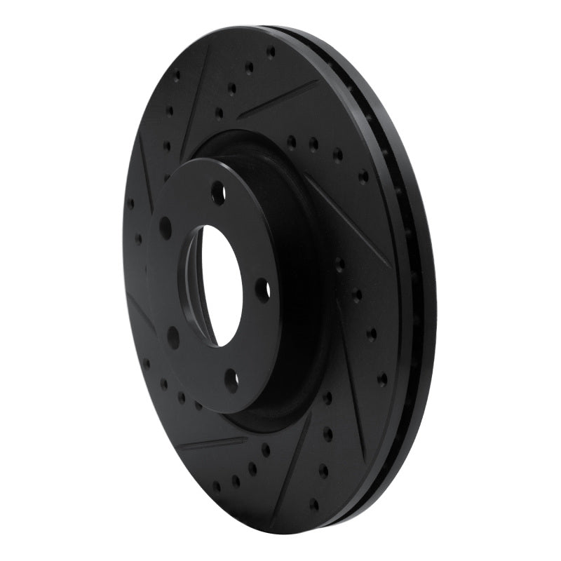 R1 04-15 Mazda 3 Front Left Drilled & Slotted Black Brake Rotor