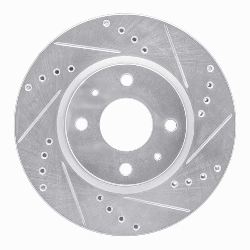 R1 90-93 Asuna SUNFIRE Rear Right Drilled & Slotted Silver Brake Rotor
