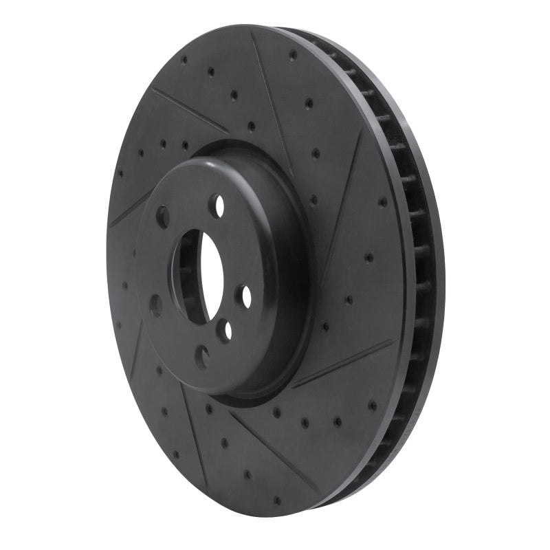 R1 16-25 BMW 230I xDrive Right Front Drilled & Slotted Black Brake Rotor