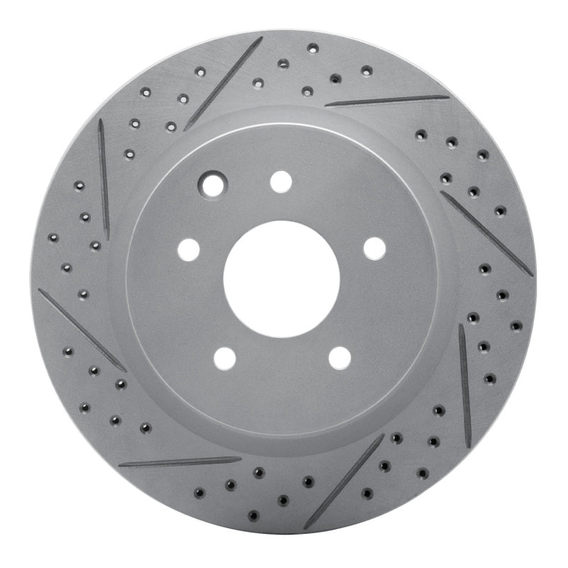 R1 05-25 Infiniti G37 Rear Left Drilled & Slotted Geo-Carbon Rotor