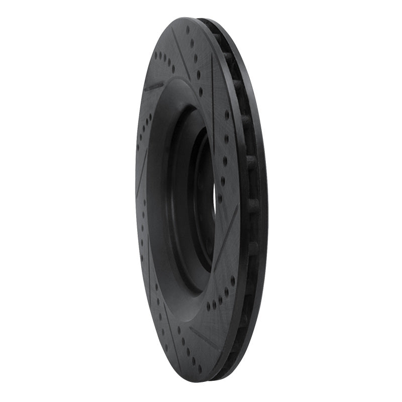 R1 05-11 Audi A6 Quattro Rear Left Drilled & Slotted Black Brake Rotor