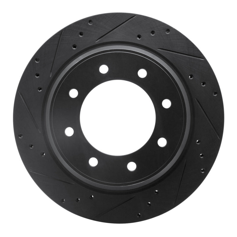 R1 12-21 Nissan NV1500 Rear Left Drilled & Slotted Black Brake Rotor