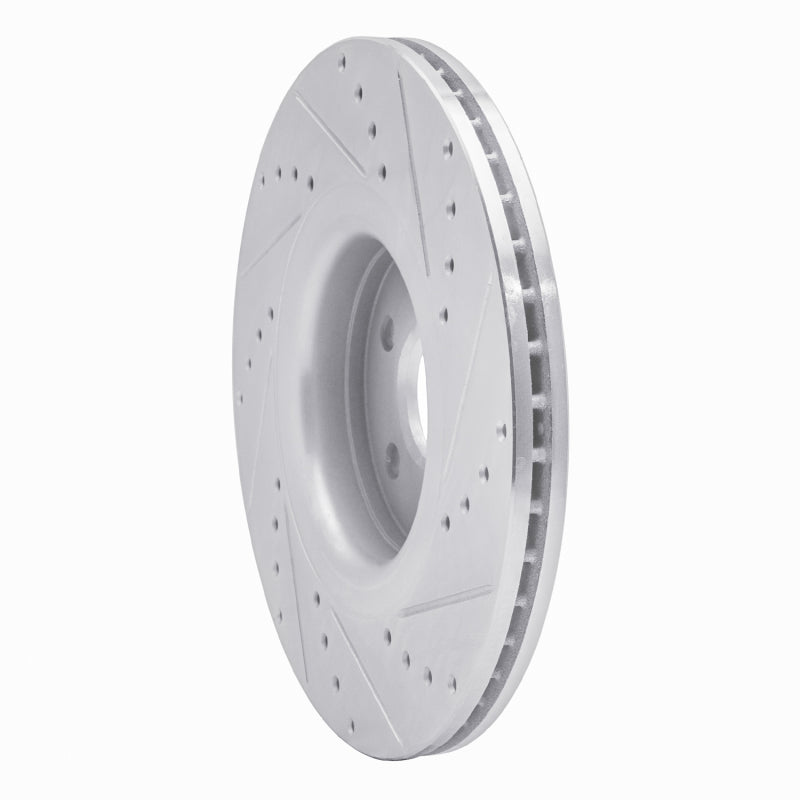 R1 14-19 Ford Focus Front Left Drilled & Slotted Silver Brake Rotor