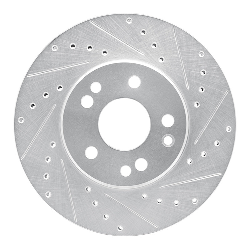 R1 90-95 Mercedes-Benz 400E Front Right Drilled & Slotted Silver Brake Rotor