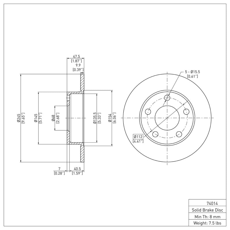 R1 1996-2005 Audi A4 Quattro Rear Brake Rotor