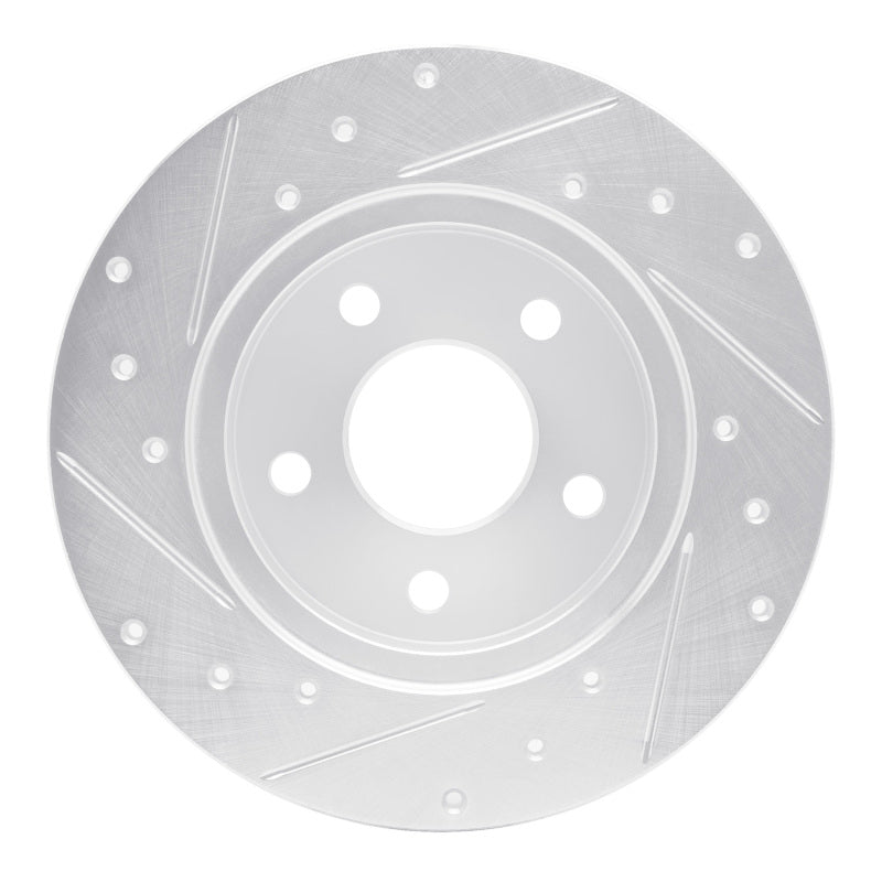 R1 04-12 Chevrolet Malibu Rear Right Drilled & Slotted Silver Brake Rotor